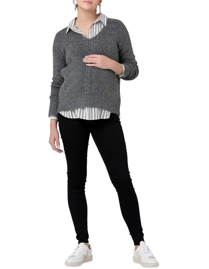 Cara Cable Nursing Knit in Charcoal