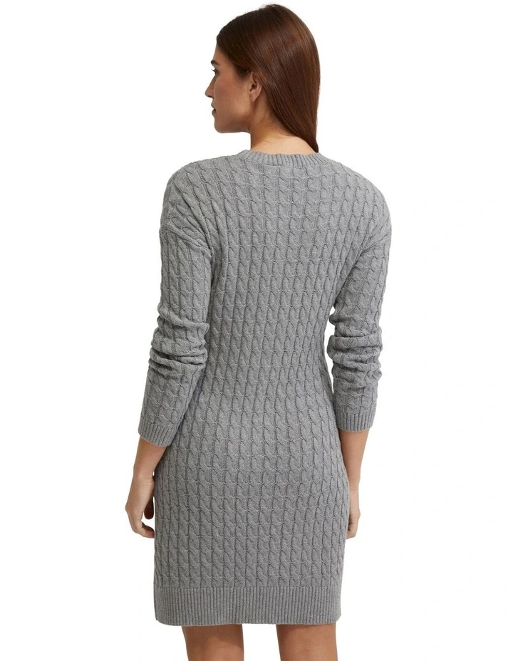 Sweeny Cable Knit Mini Dress in Grey