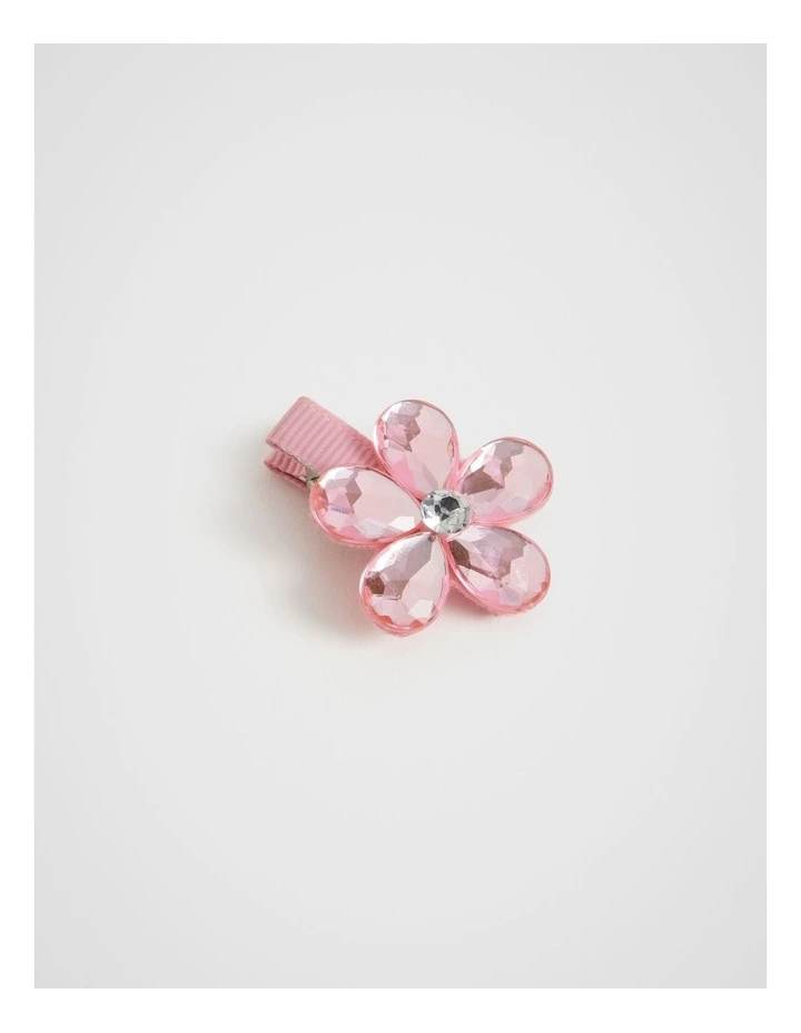 Jewel Flower Duck Clip in Pink
