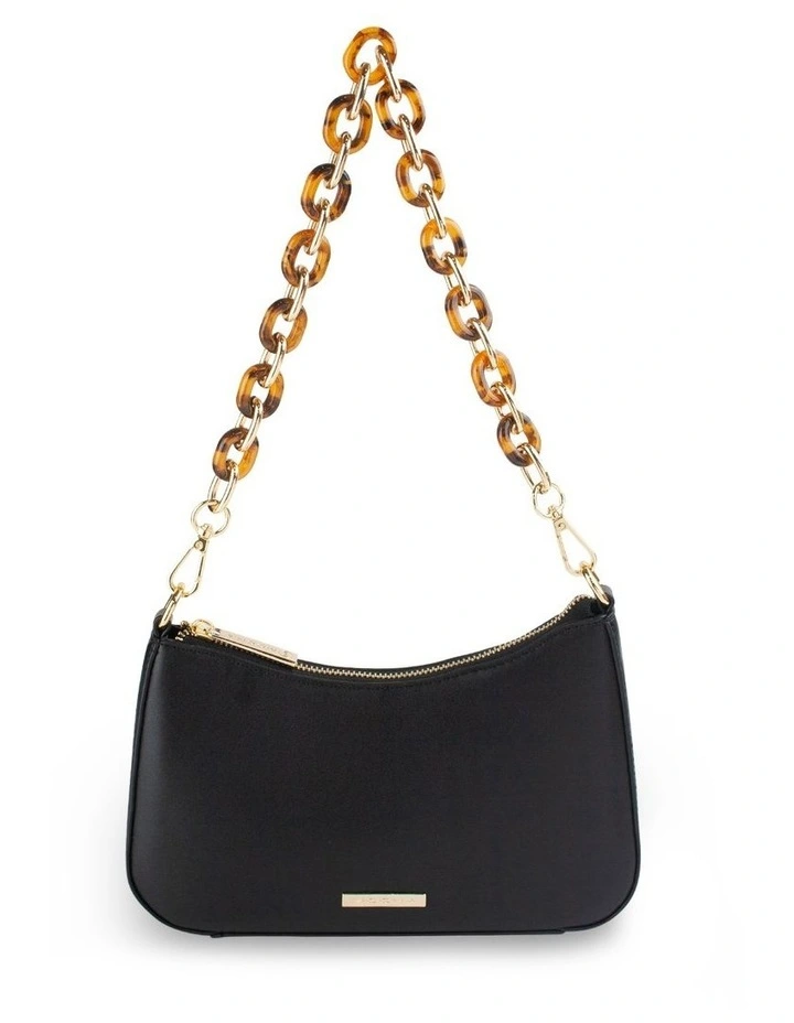 Olivia Tortoise Shell Chain Crossbody Bag in Black