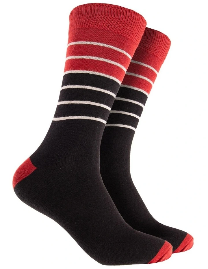 Bamboo Block Stripe Crew Socks 3 Pack in Assorted