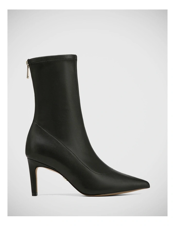 Preston Stretch Leather Ankle Boot in Black