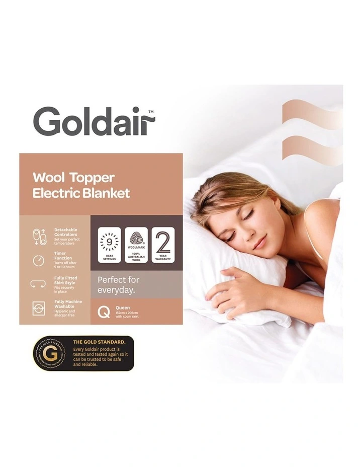 Queen Size Wool Electric Blanket in White