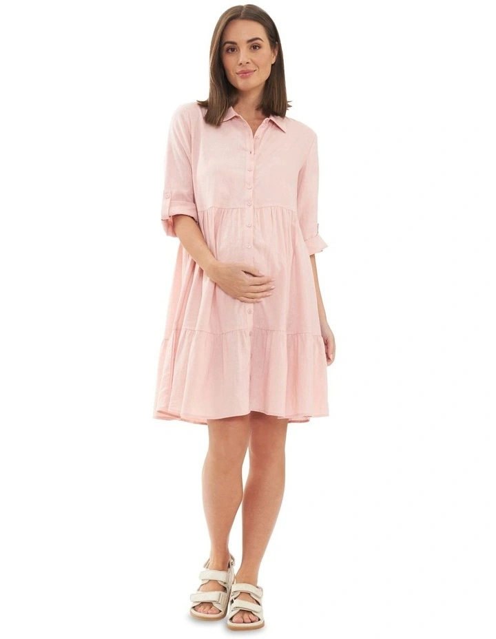 Adel Linen Dress in Soft Pink