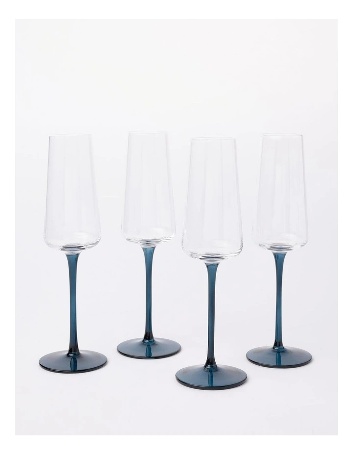 Jordan Champagne Glass Set of 4 in Ink Blue