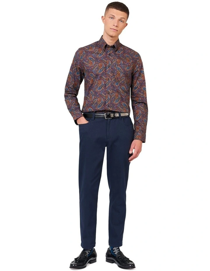 Paisley Print Long Sleeve Shirt in Purple