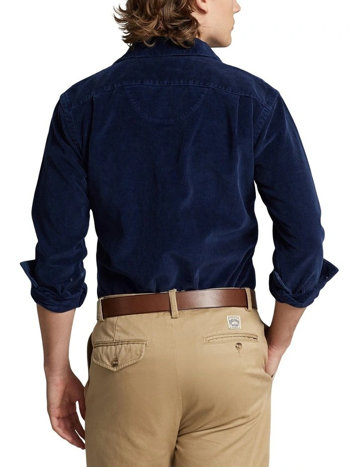 Classic Fit Corduroy Camp Shirt in Blue