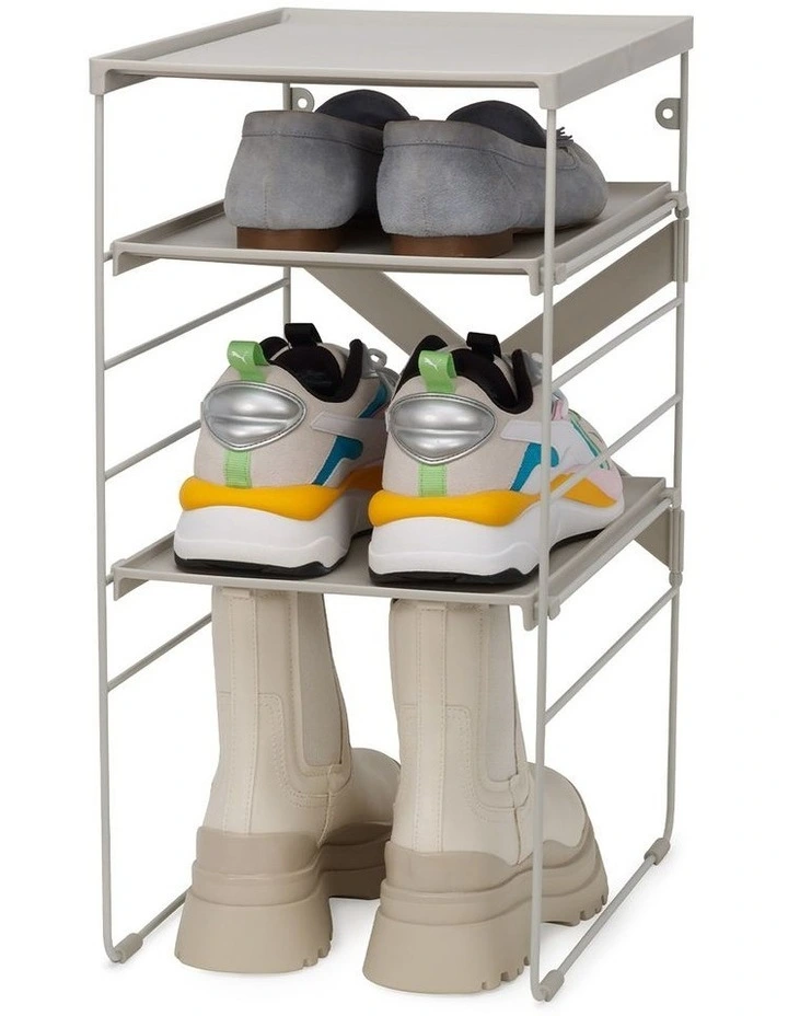 Level Adjustable Single Shoe Rack in Ecru