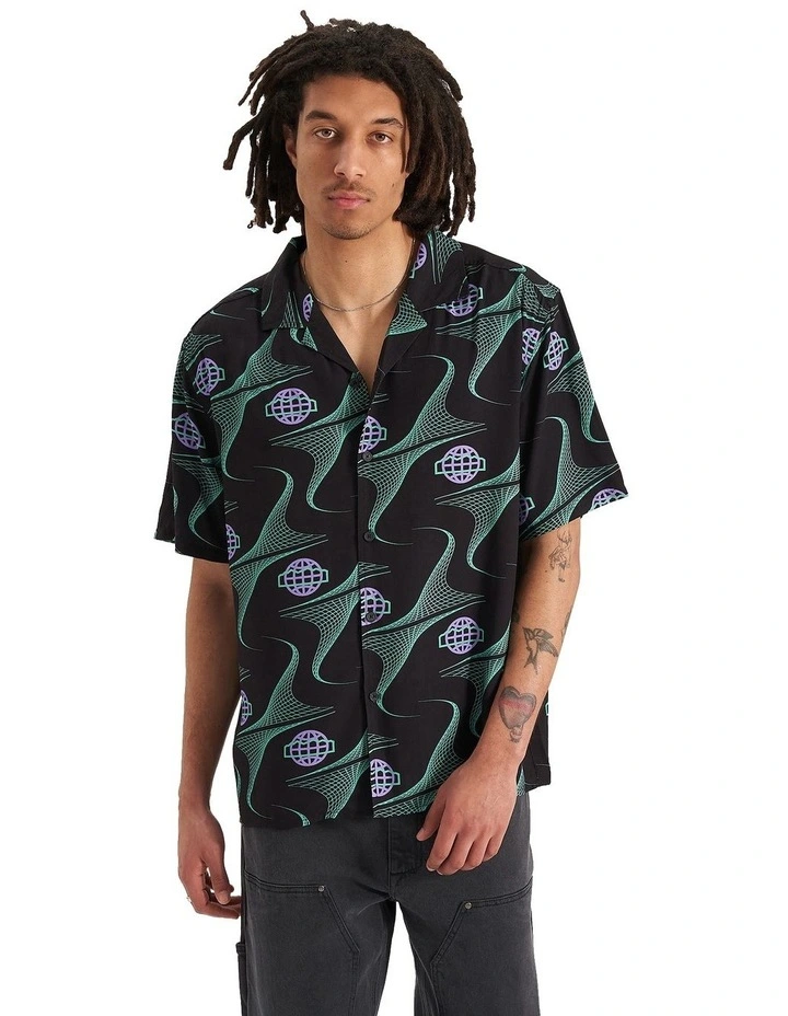 Party Cropped Resort Shirt in Multi Print