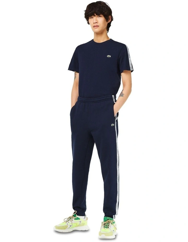 Logo Tape Fleece Trackpant in Navy