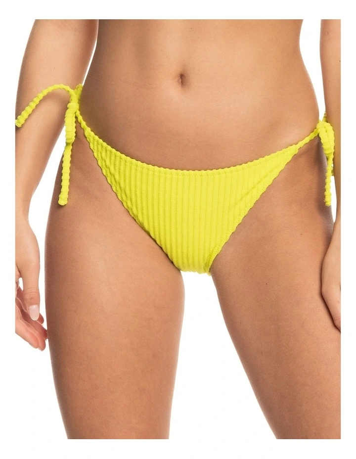 Happy Rib Tie Side Bikini Bottoms in Evening Primrose