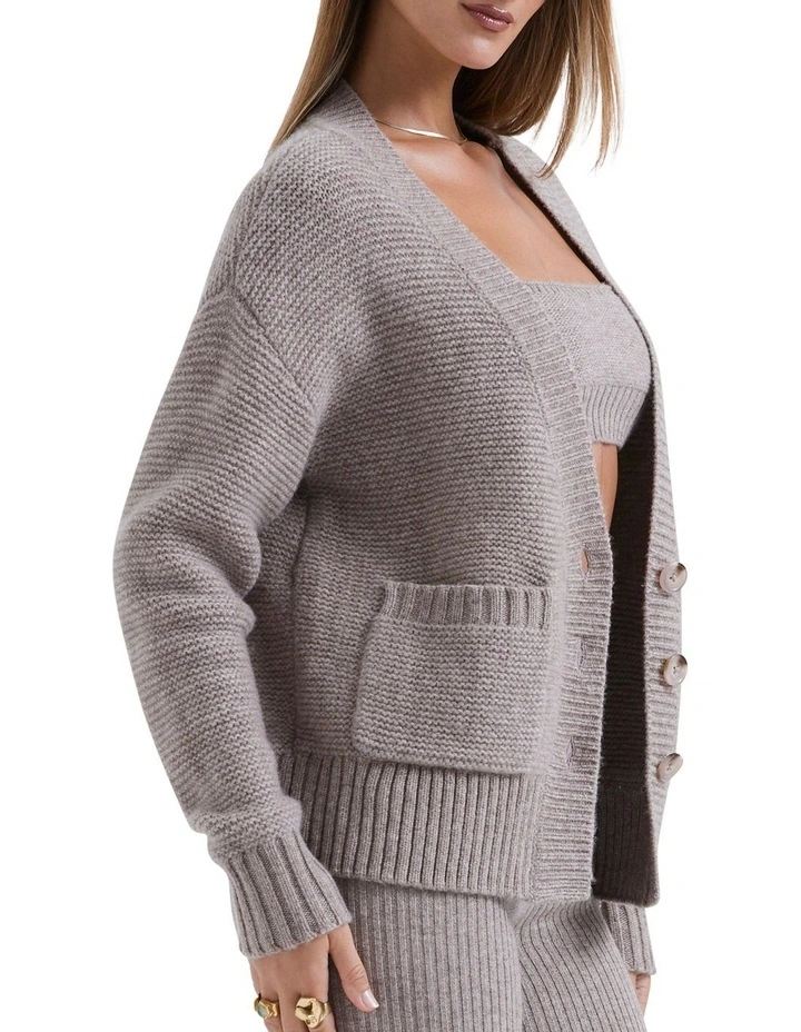 Alara Chunky Natural Wool Cardigan in Barley