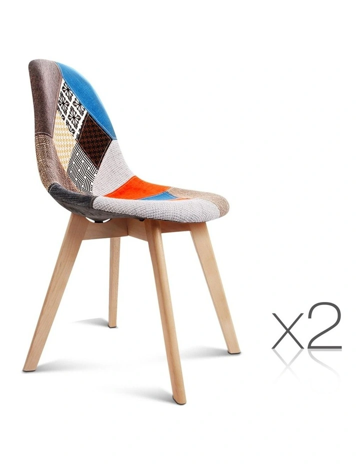 Retro Replica DSW Dining Chairs Cafe Chair Kitchen Fabric x2