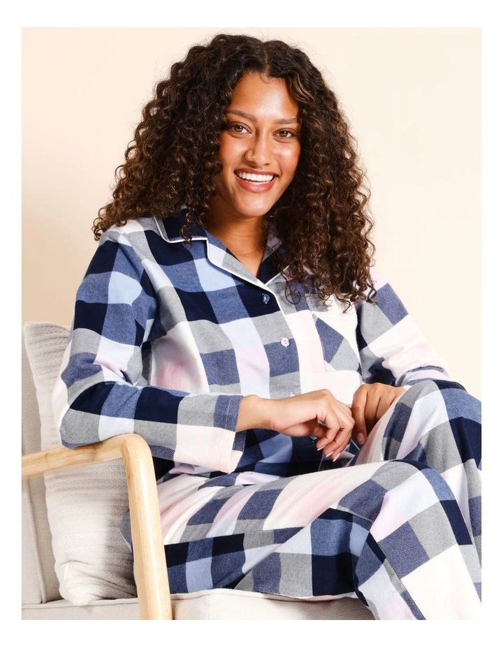 Flannelette Pyjama Set in Blue Check