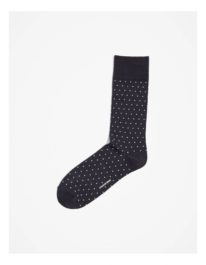 Square Dot Socks in Charcoal
