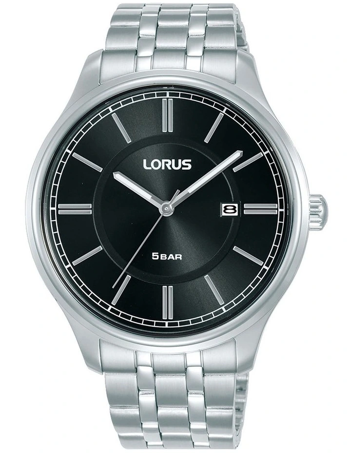 Silver Stainless Steel Analogue Dress Watch in Black/Silver