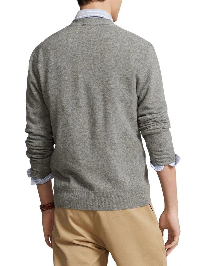 Polo Bear Wool Cardigan in Grey