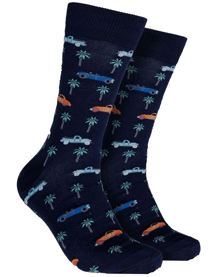 Cruzin' Bamboo Crew Socks in Navy