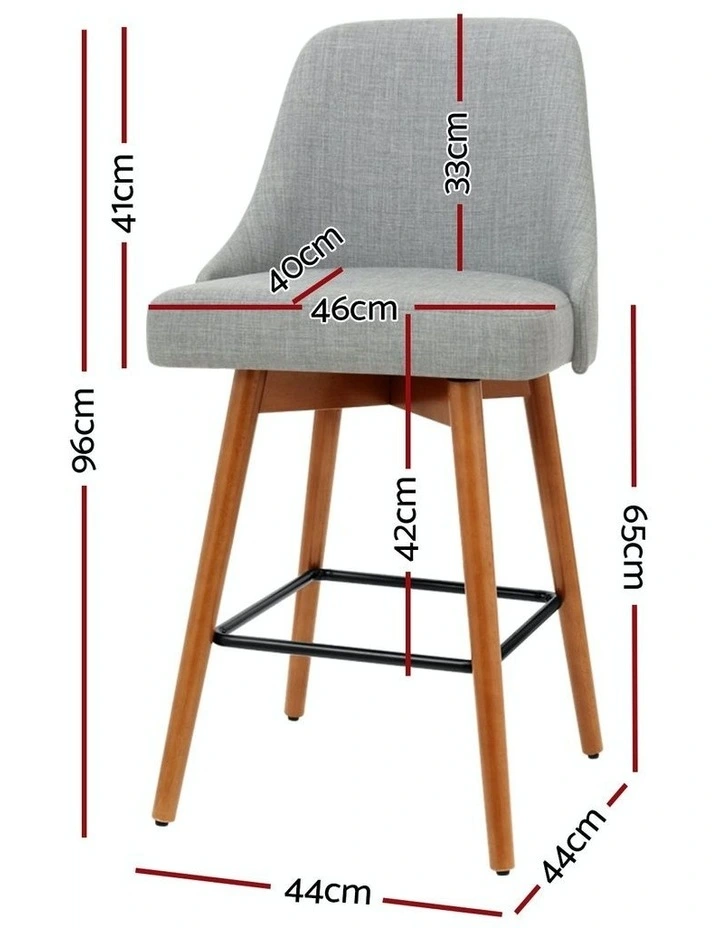 Bar Stools Dining Chairs Wooden Kitchen x4 in Grey
