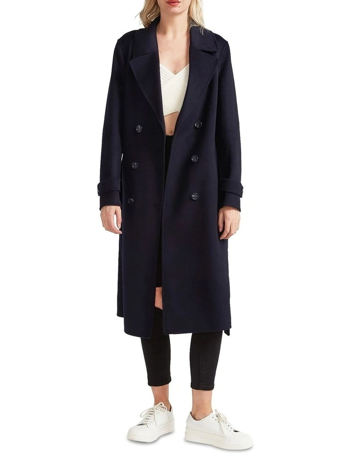 Front Runner Belted Coat in Navy