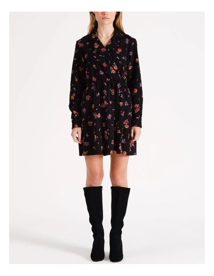 Dores Long Sleeve Knee Length Dress in Black