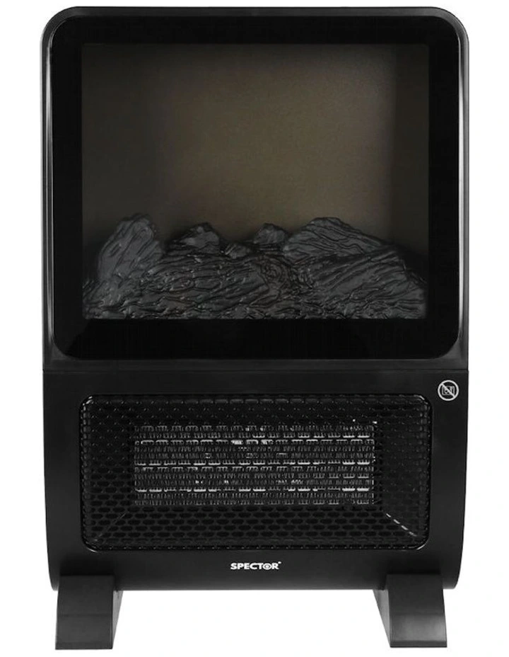 Electric Portable 2000W 3D Fire Fast Heating with Remote Touch Timer in Black
