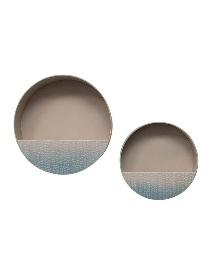 Leaf-Stem Wall Planters Set of 2 in Taupe/Distressed White