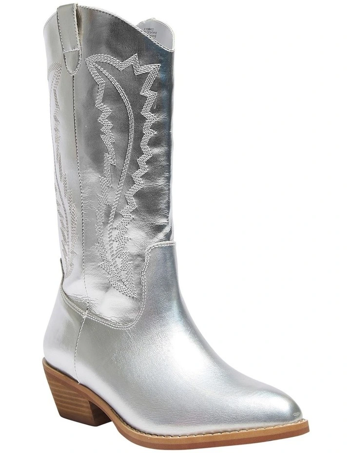 Cowboy Western Boots in Silver Metallic