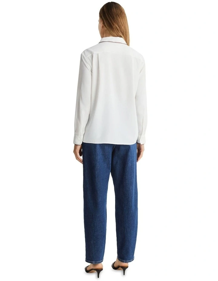 Long Sleeve Fluid Shirt in White