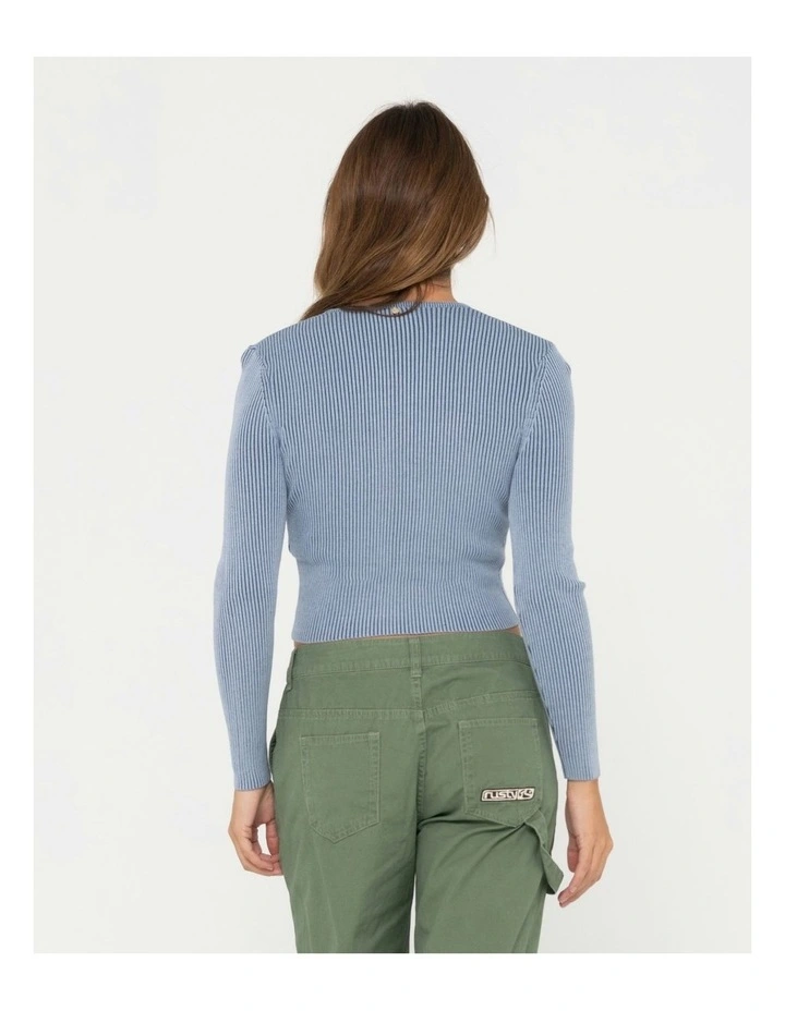 Solace Long Sleeve Knitted Top in Blue