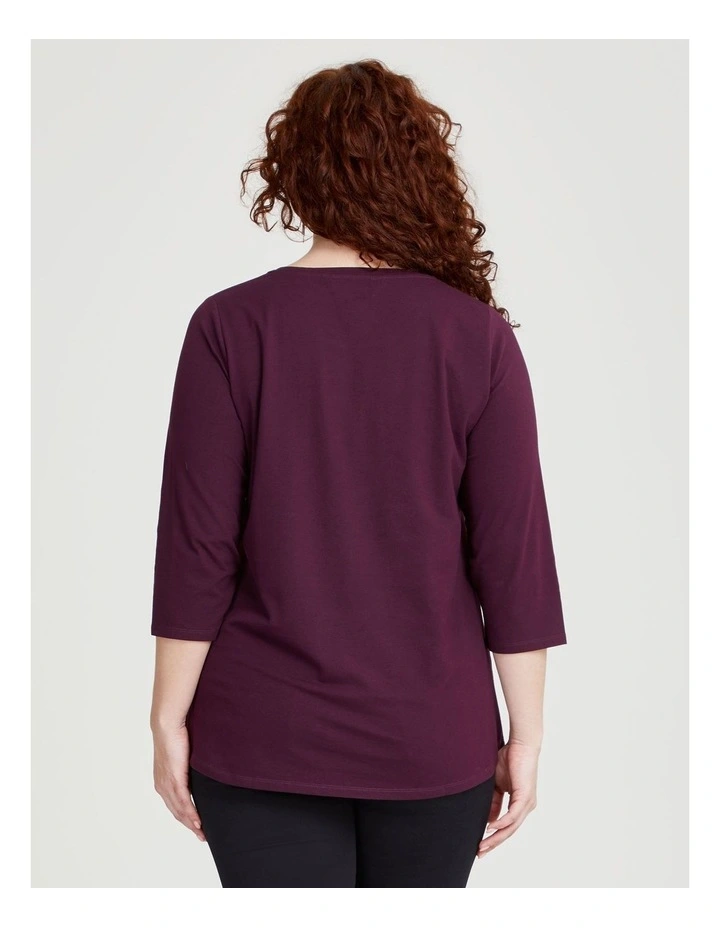 Australian Cotton 3/4 T-shirt in Merlot