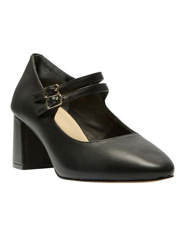 Claire Heeled Shoes in Black Leather