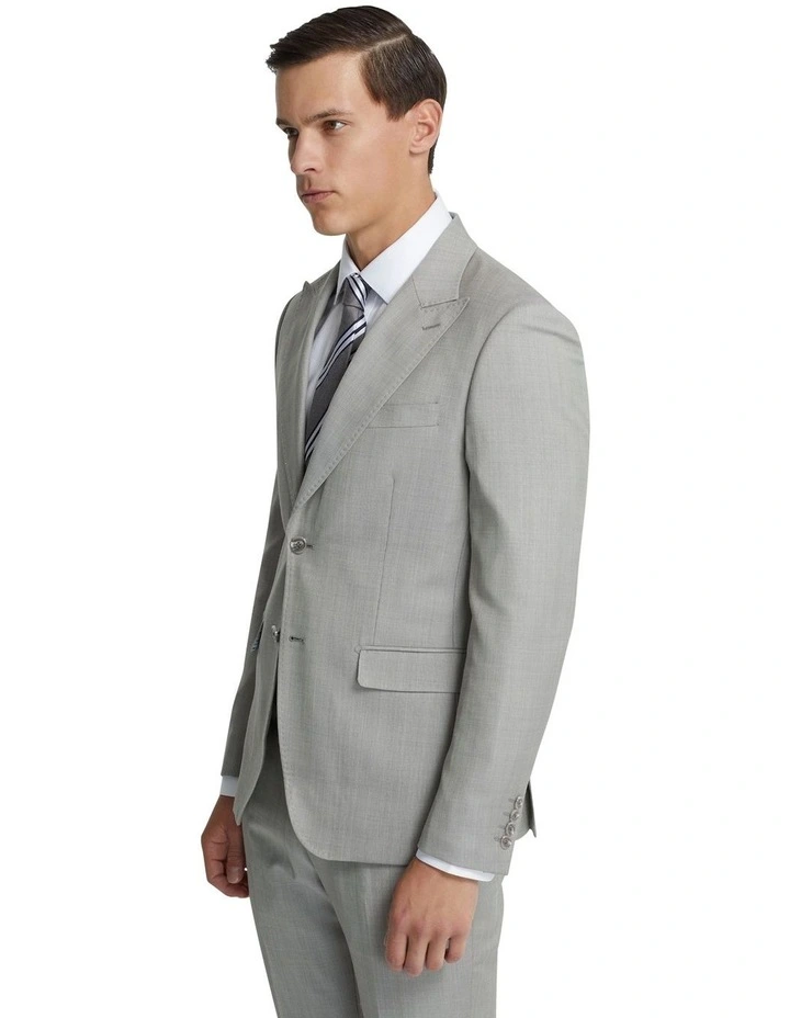 Byron Wool Suit Jacket with Peak Lapel in Stone