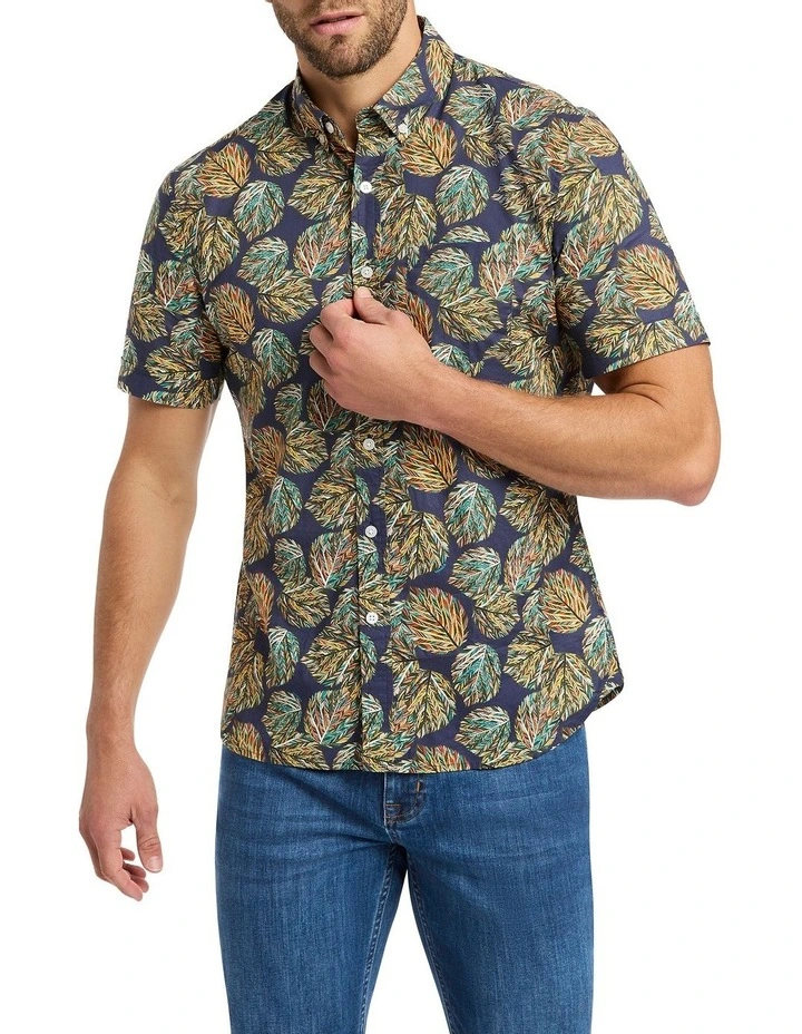 Unbe-Leaf-Able Shirt in Navy Multi