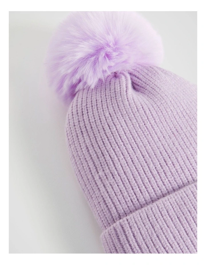 Embroidered Initial Beanie S in Purple
