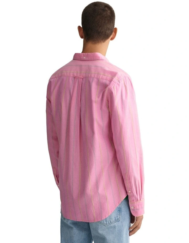 Archive Oxford Stripe Long Sleeve Shirt in Hyper Pink