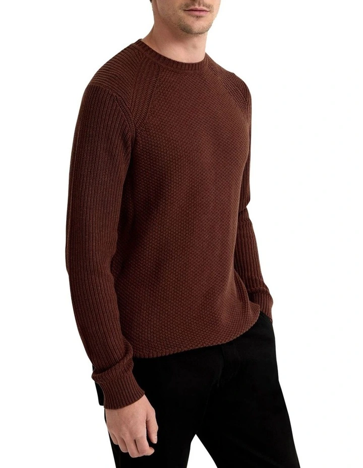Bruno Cotton Crew Neck Pullover in Toffee