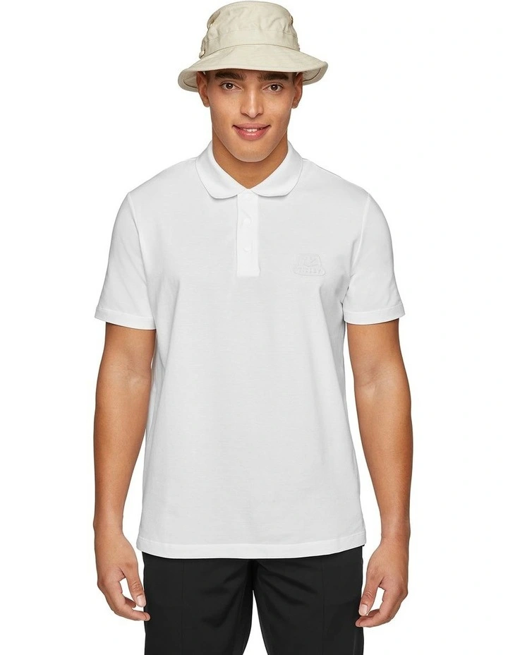 Pique Polo With 3d Logo in White