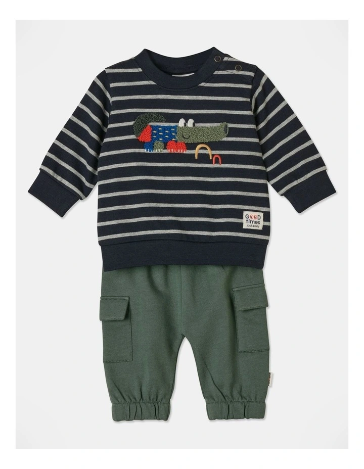 Teddy Sweat Top and Cargo Pant Set in Assorted
