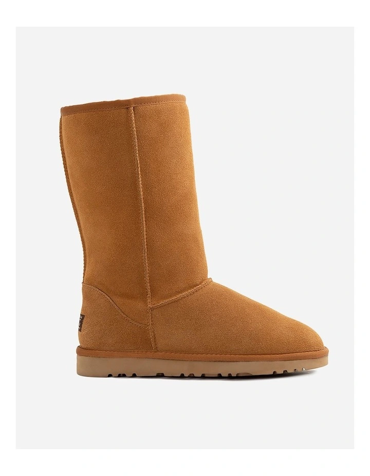 Genuine Australian Sheepskin Long Classic Suede Boots in Chestnut