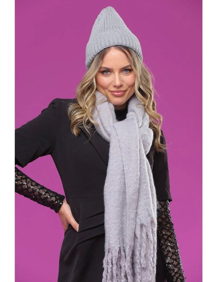Mia Wool Blend Beanie in Grey