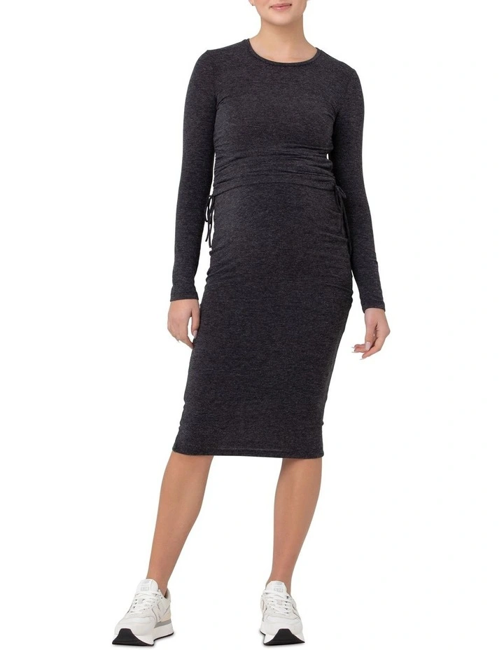 Amber Ruched Long Sleeve Top in Charcoal