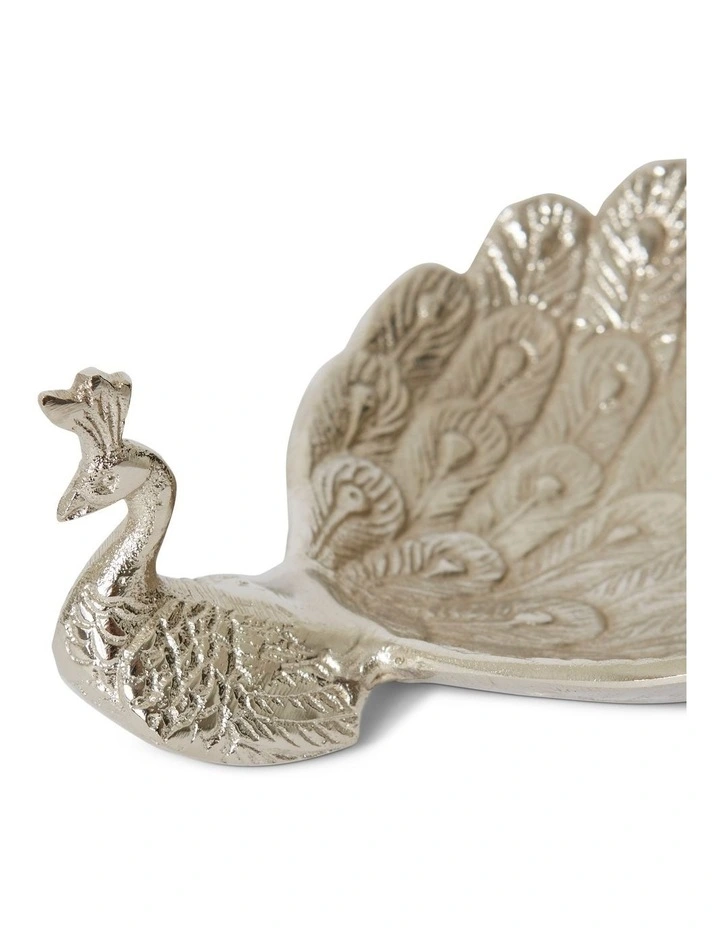Peacock Trinket Dish in Silver