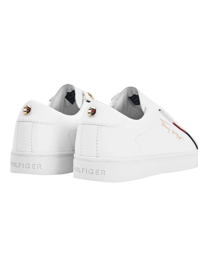 Signature Logo Leather Trainers in White