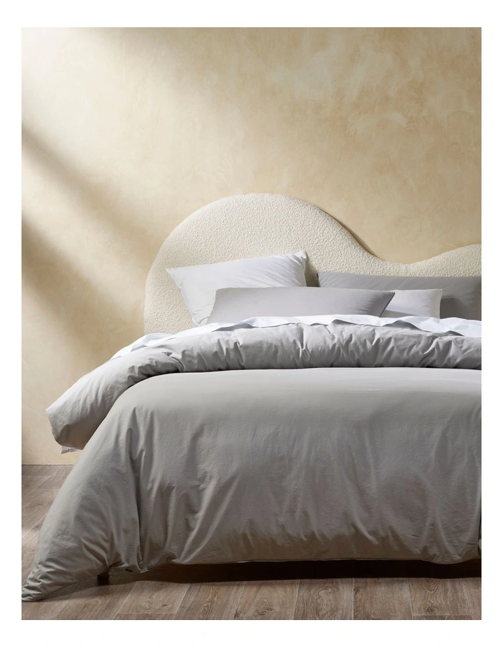Stonewashed Cotton Quilt Cover Set in Ash