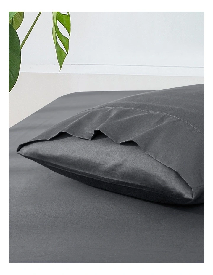 500TC Cotton Sateen Standard Pillowcase 2x in Charcoal