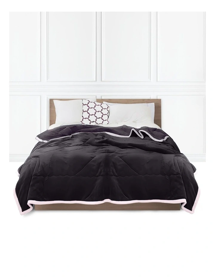 Double Sided Thick Flannel Throw Blanket in Dark Grey