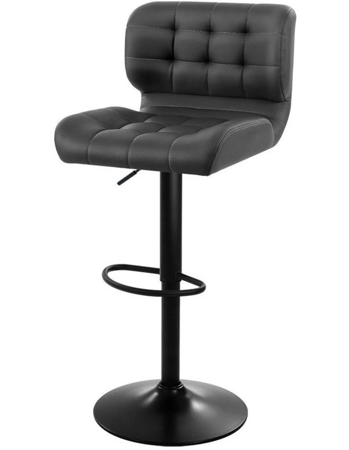 2x Kitchen Bar Stools Gas Lift Bar Stool Chairs Swivel Leather Black Grey
