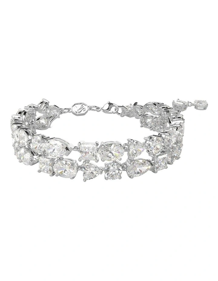 Mesmera Mixed Cuts Rhodium Plated Bracelet in White