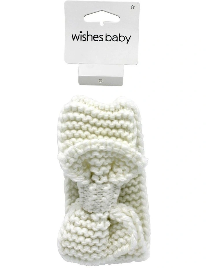 Bow Knit Hairwrap in White